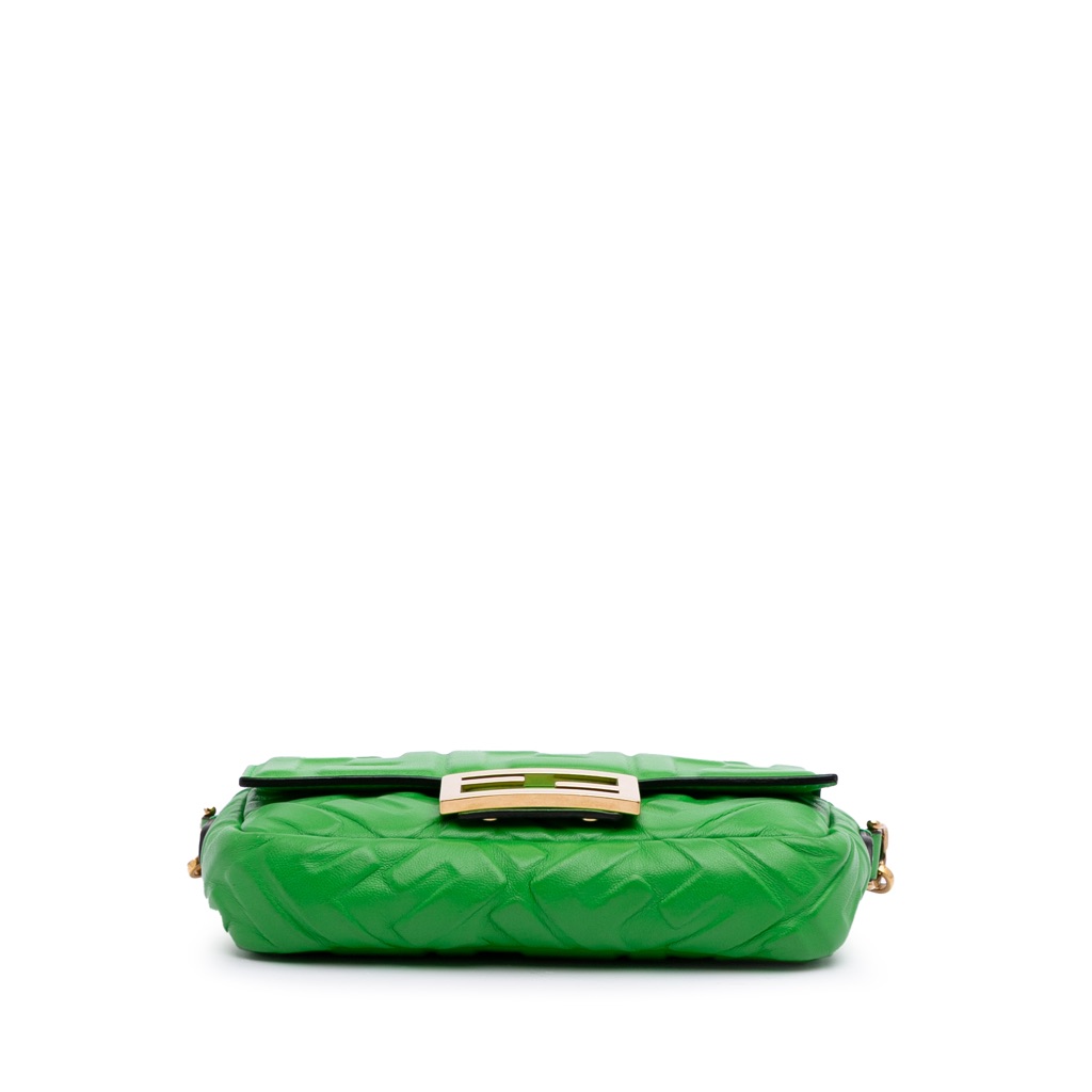 Fendi Mini Zucca Embossed Leather Baguette Satchel - Image 6