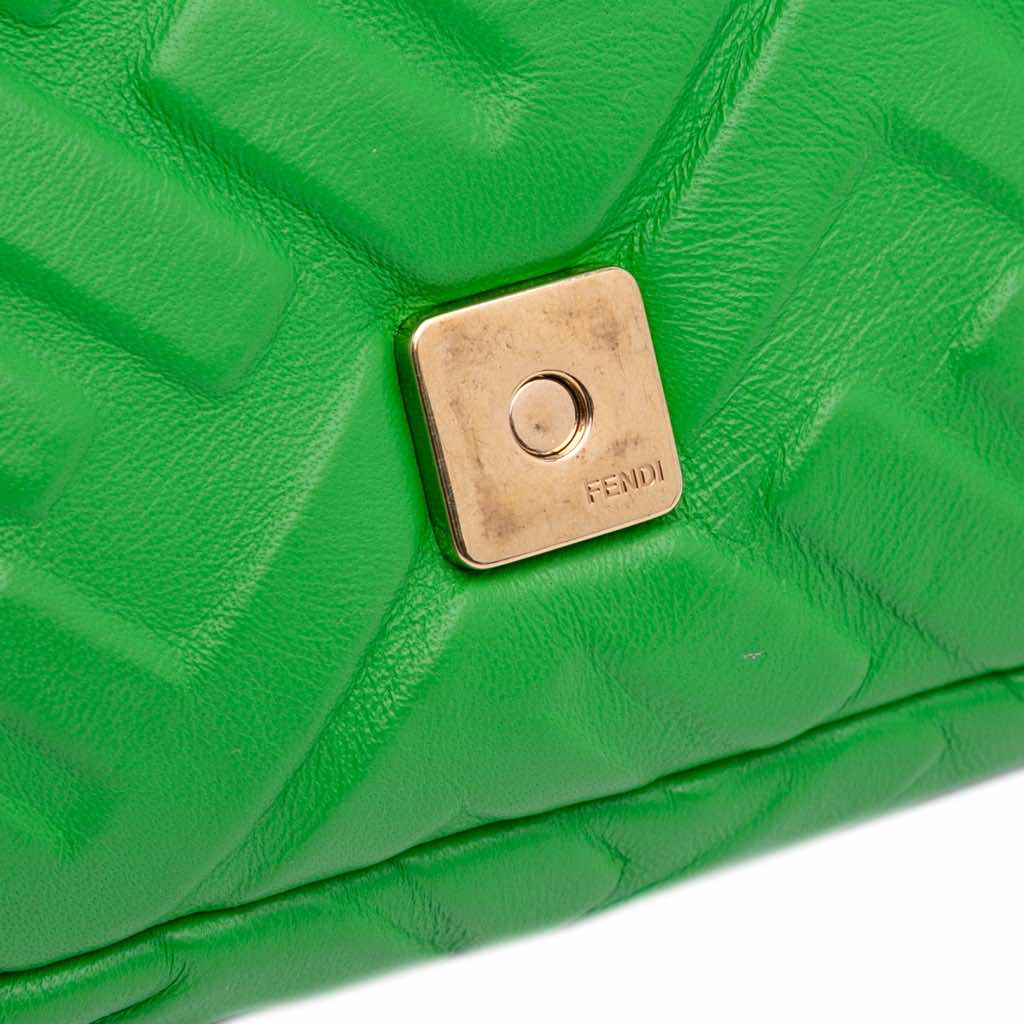 Fendi Mini Zucca Embossed Leather Baguette Satchel - Image 10