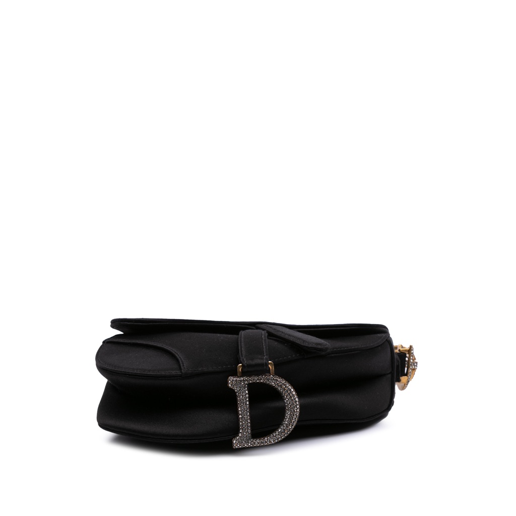 Dior Mini Satin Crystal Embellished Saddle Bag - 3