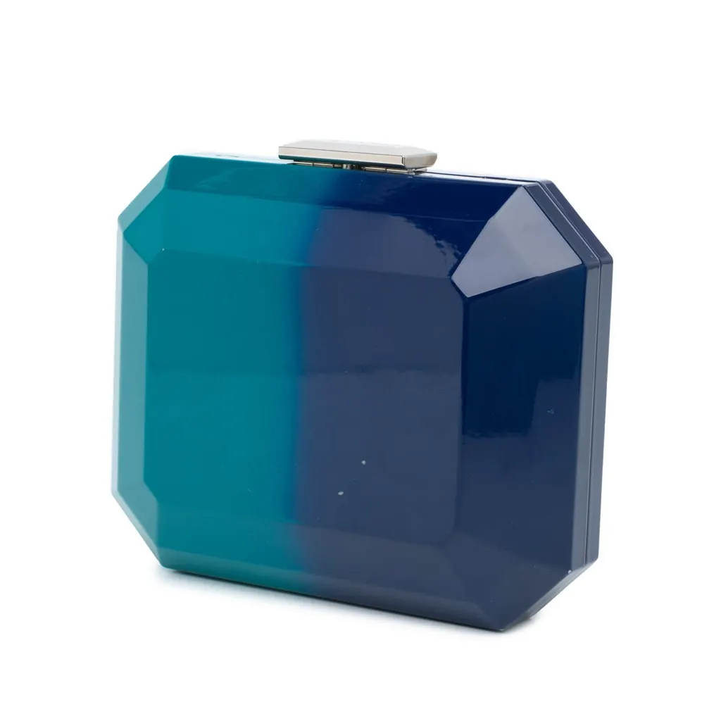 Chanel CC Ombre Acrylic Clutch on Chain Blue Plastic Good - Back View