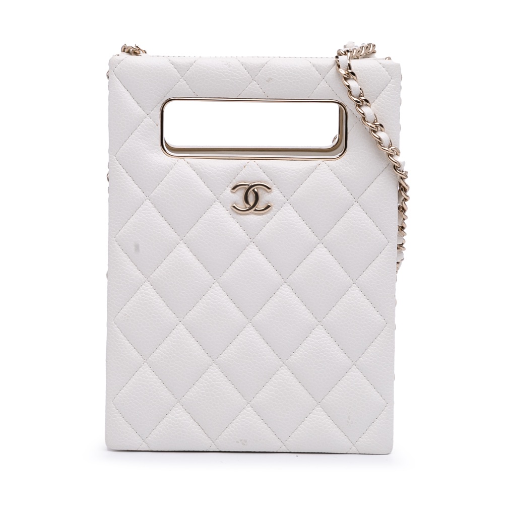 Chanel Mini Quilted Caviar Cut Out Evening Tote