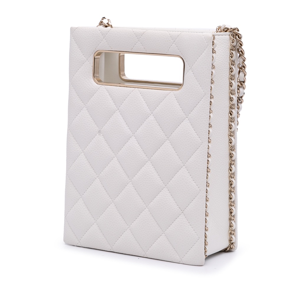 Chanel Mini Quilted Caviar Cut Out Evening Tote - Back view