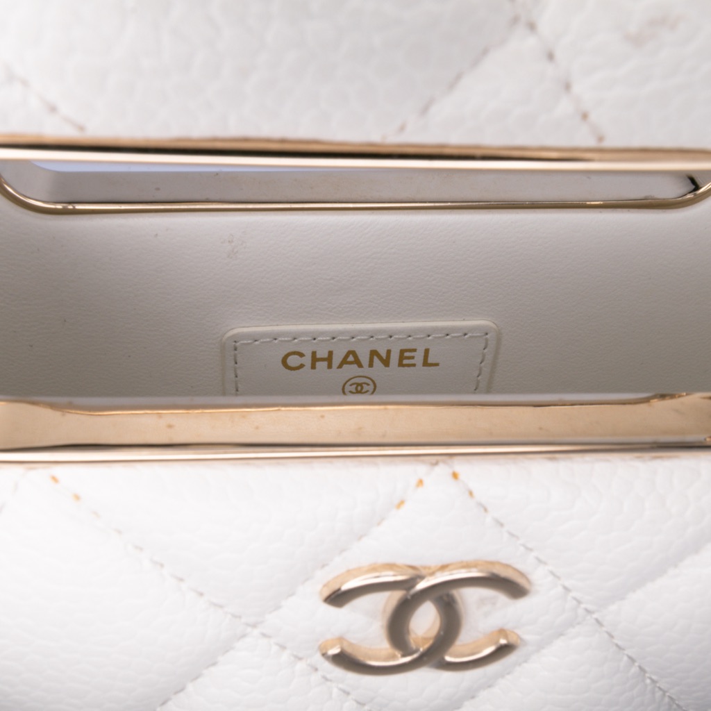 Chanel Mini Quilted Caviar Cut Out Evening Tote - Side view