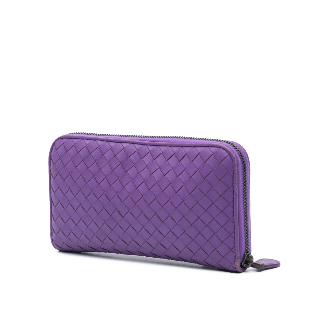 Bottega Veneta Leather Intrecciato Zip Around Wallet - 2