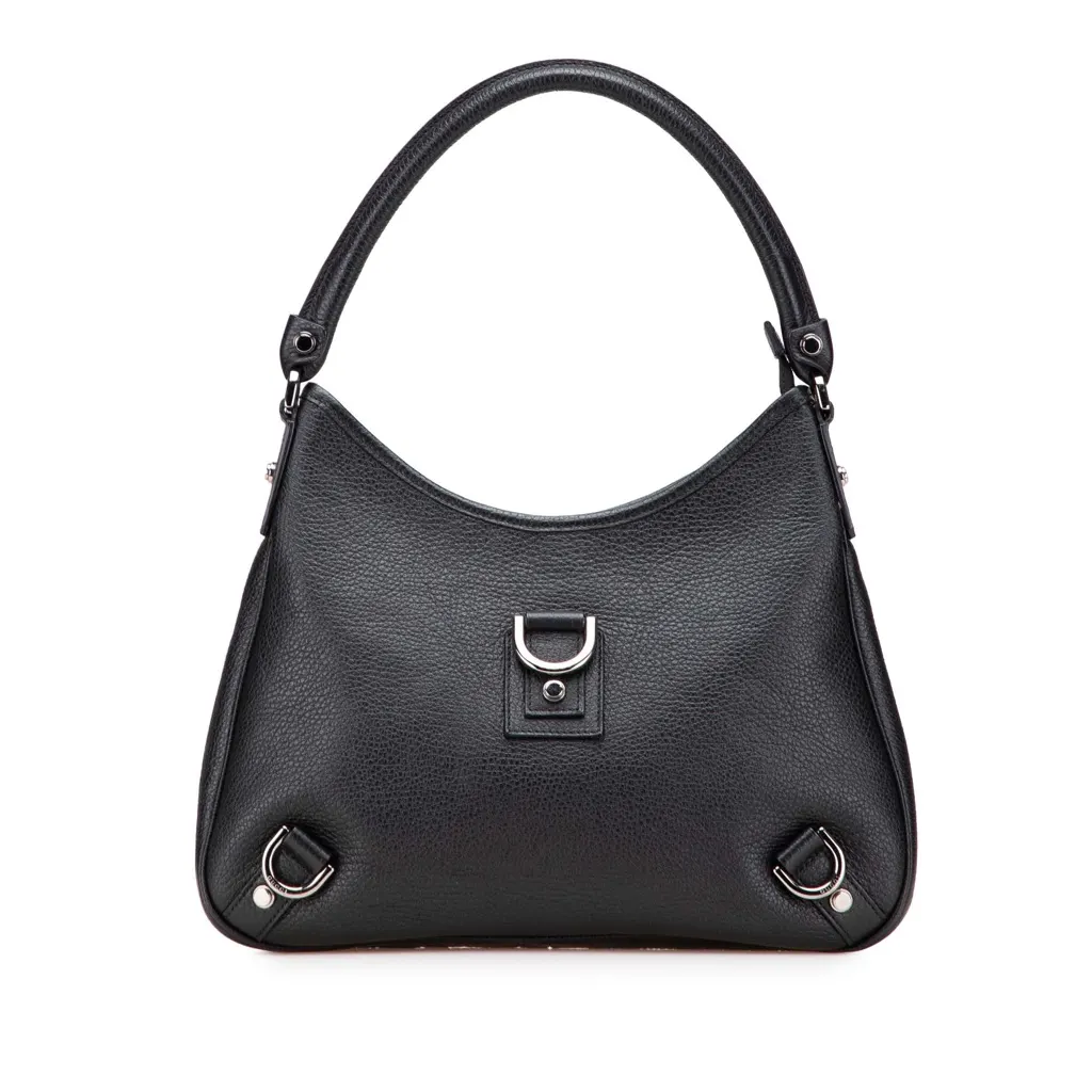 Gucci Pebbled Leather Abbey D Ring Shoulder Bag Black Leather Good - Front View