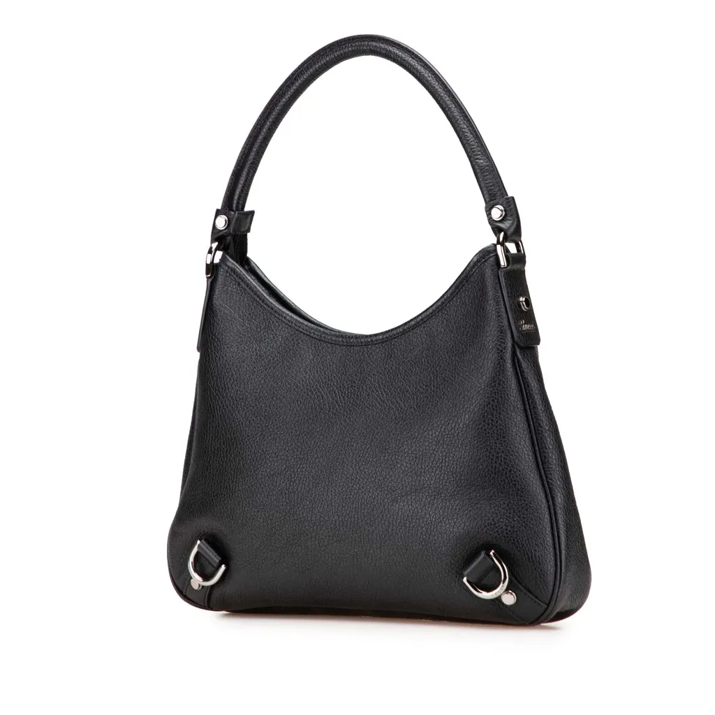 Gucci Pebbled Leather Abbey D Ring Shoulder Bag Black Leather Good - Back View