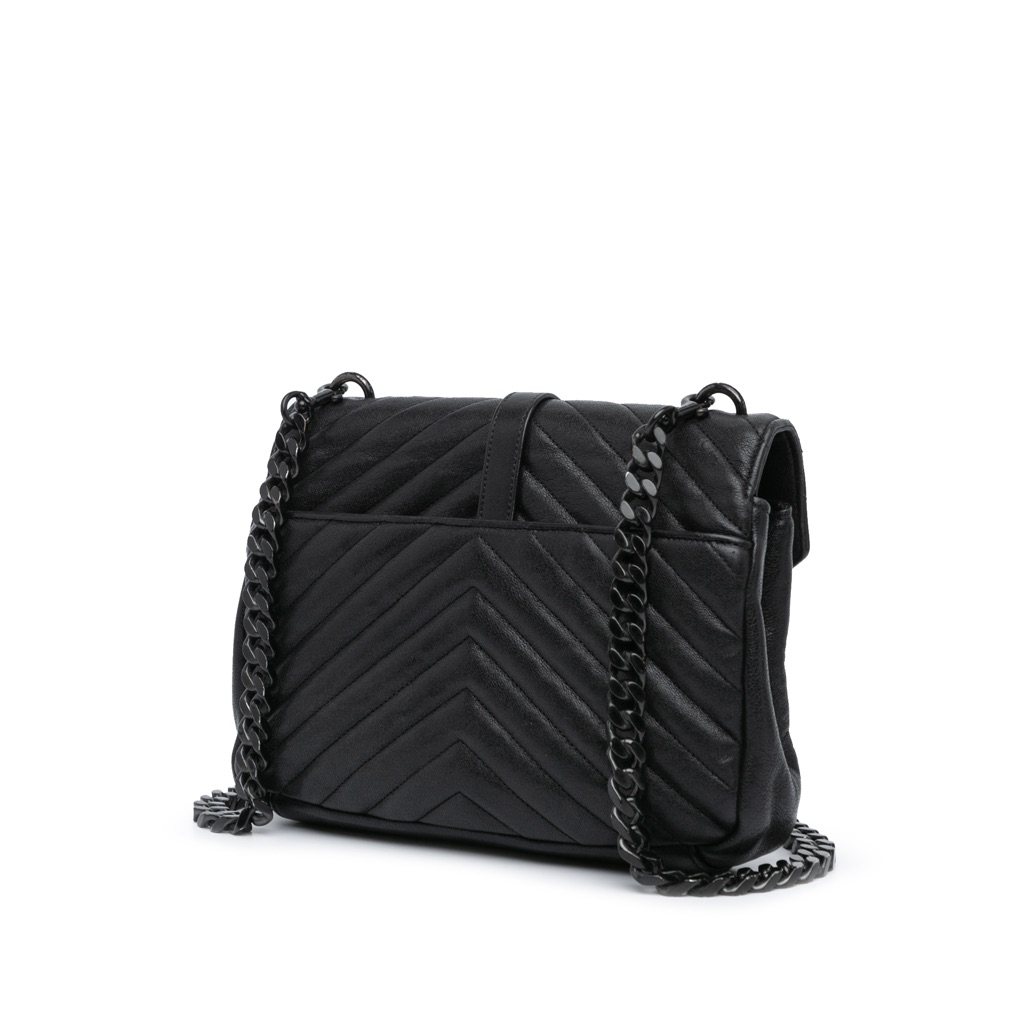 Saint Laurent Medium Quilted Chevron Sheepskin College Satchel - 2