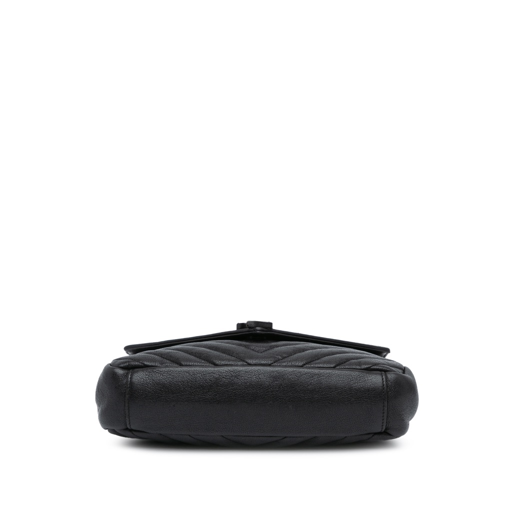 Saint Laurent Medium Quilted Chevron Sheepskin College Satchel - 3