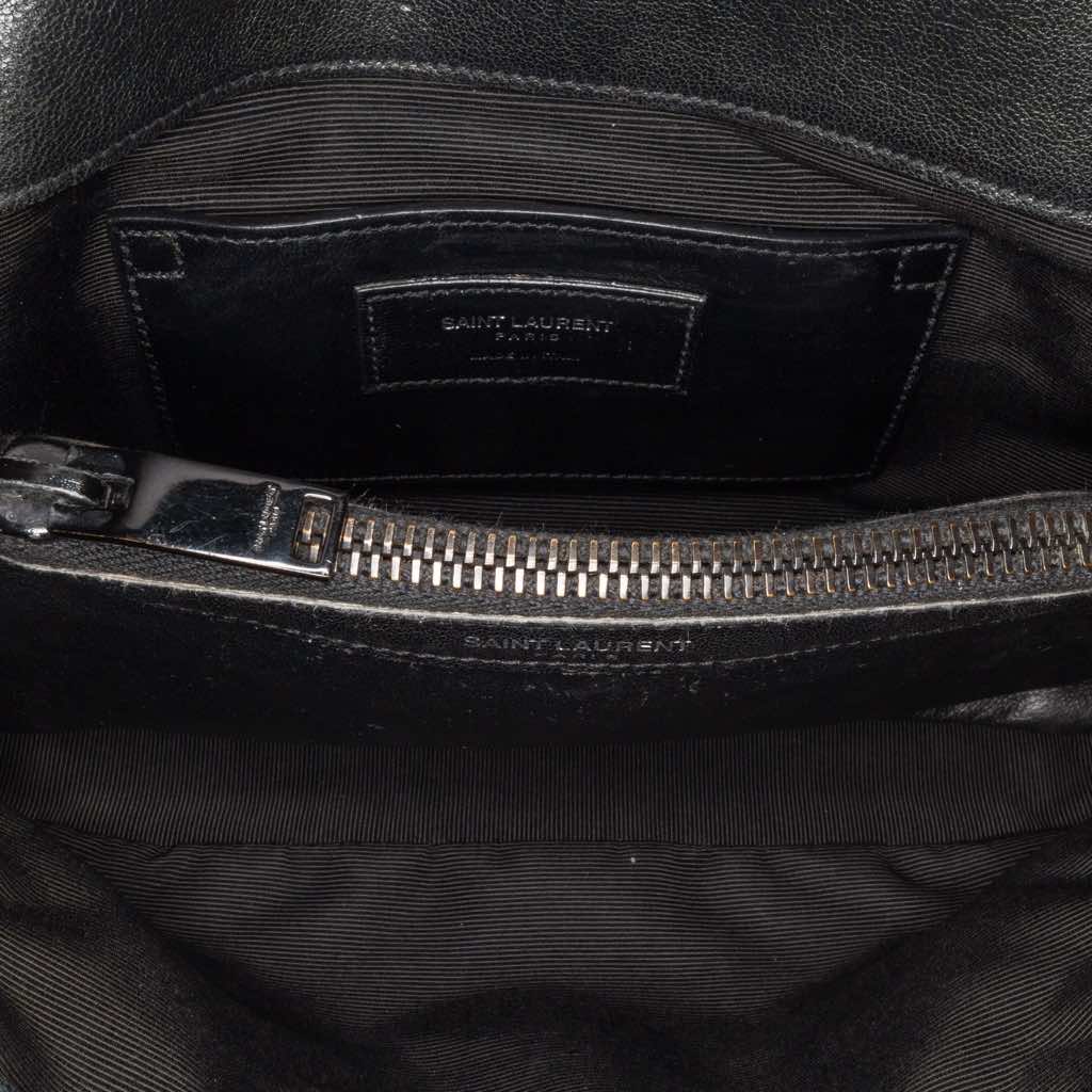 Saint Laurent Medium Quilted Chevron Sheepskin College Satchel - 4