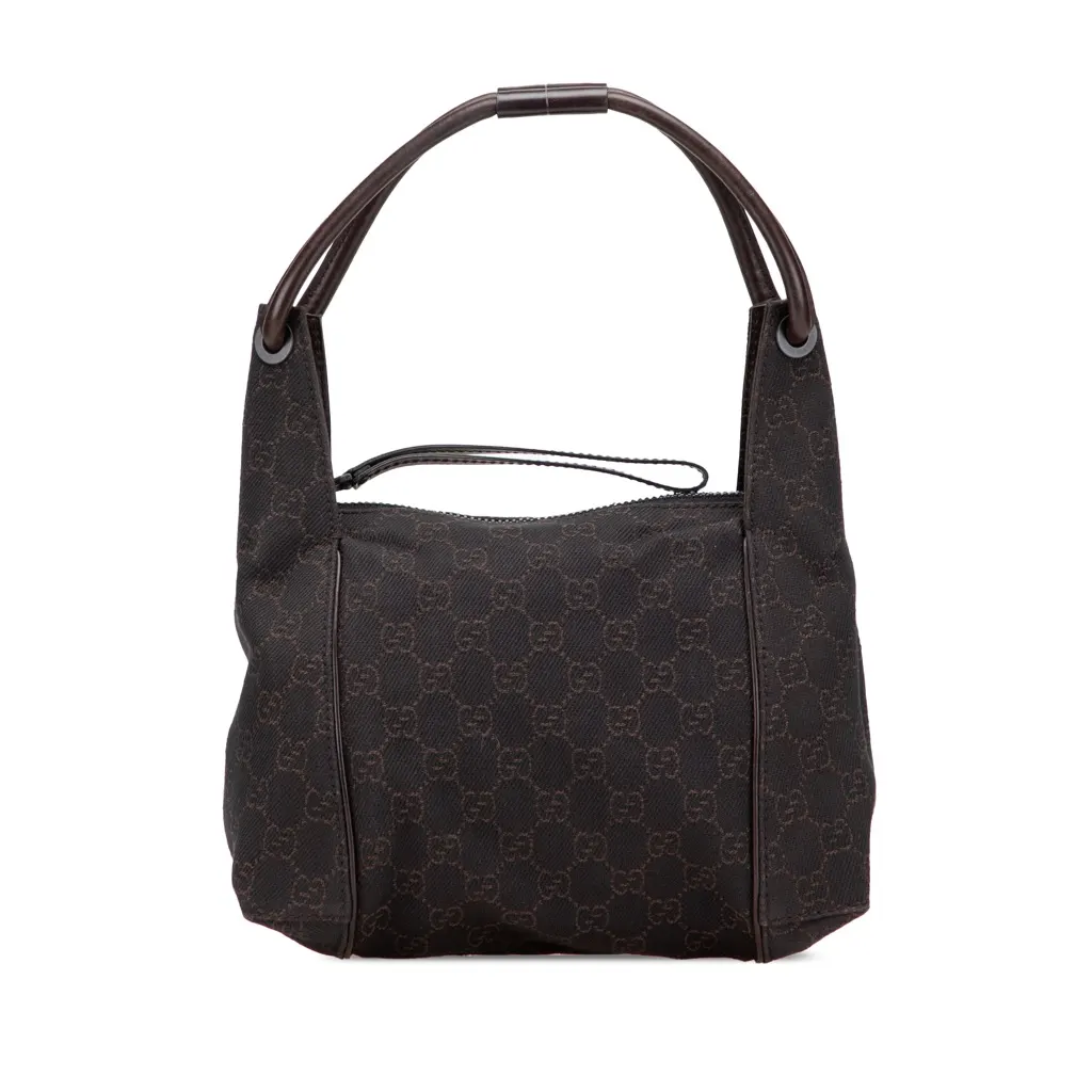 Gucci GG Denim Handbag Brown Good - Front View