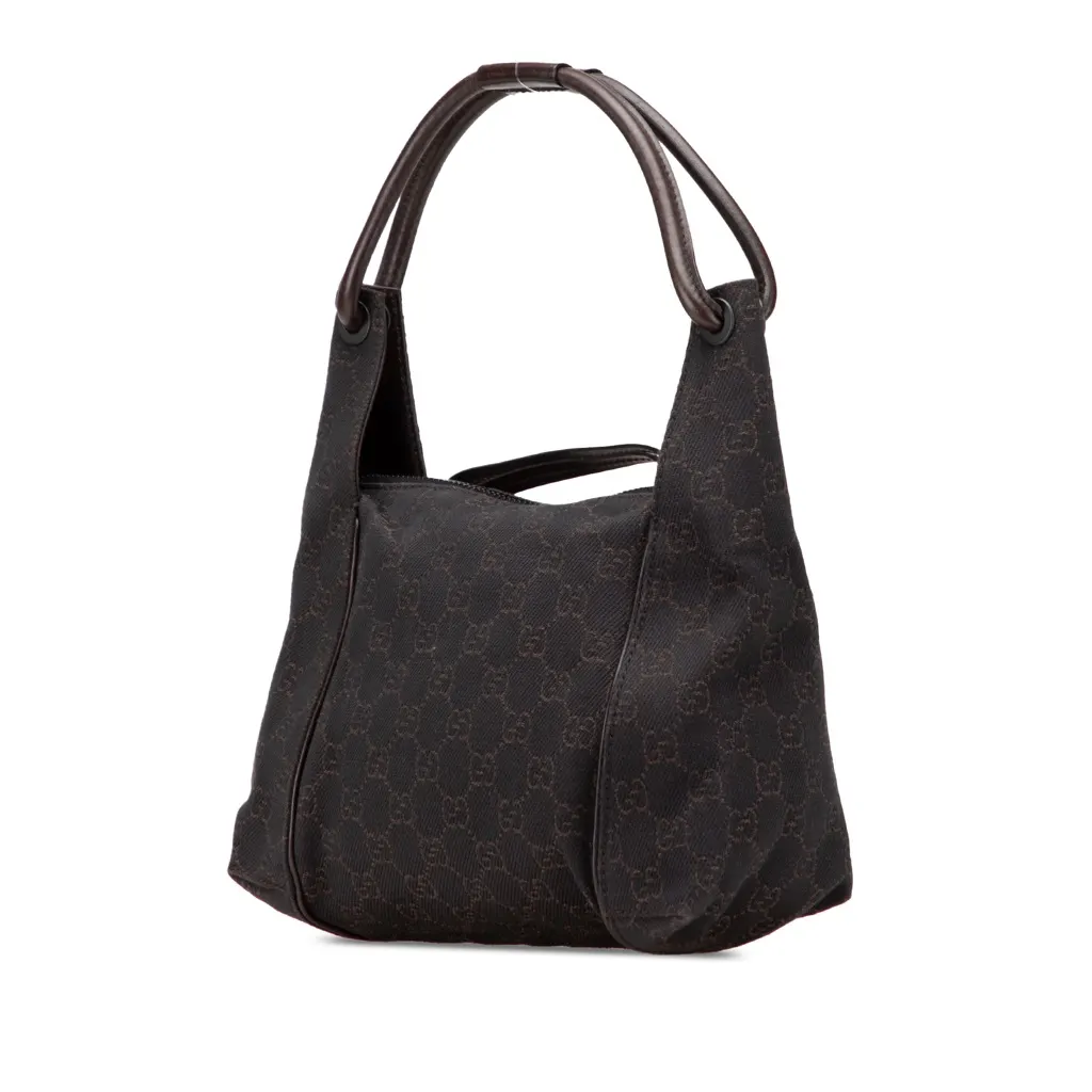 Gucci GG Denim Handbag Brown Good - Back View