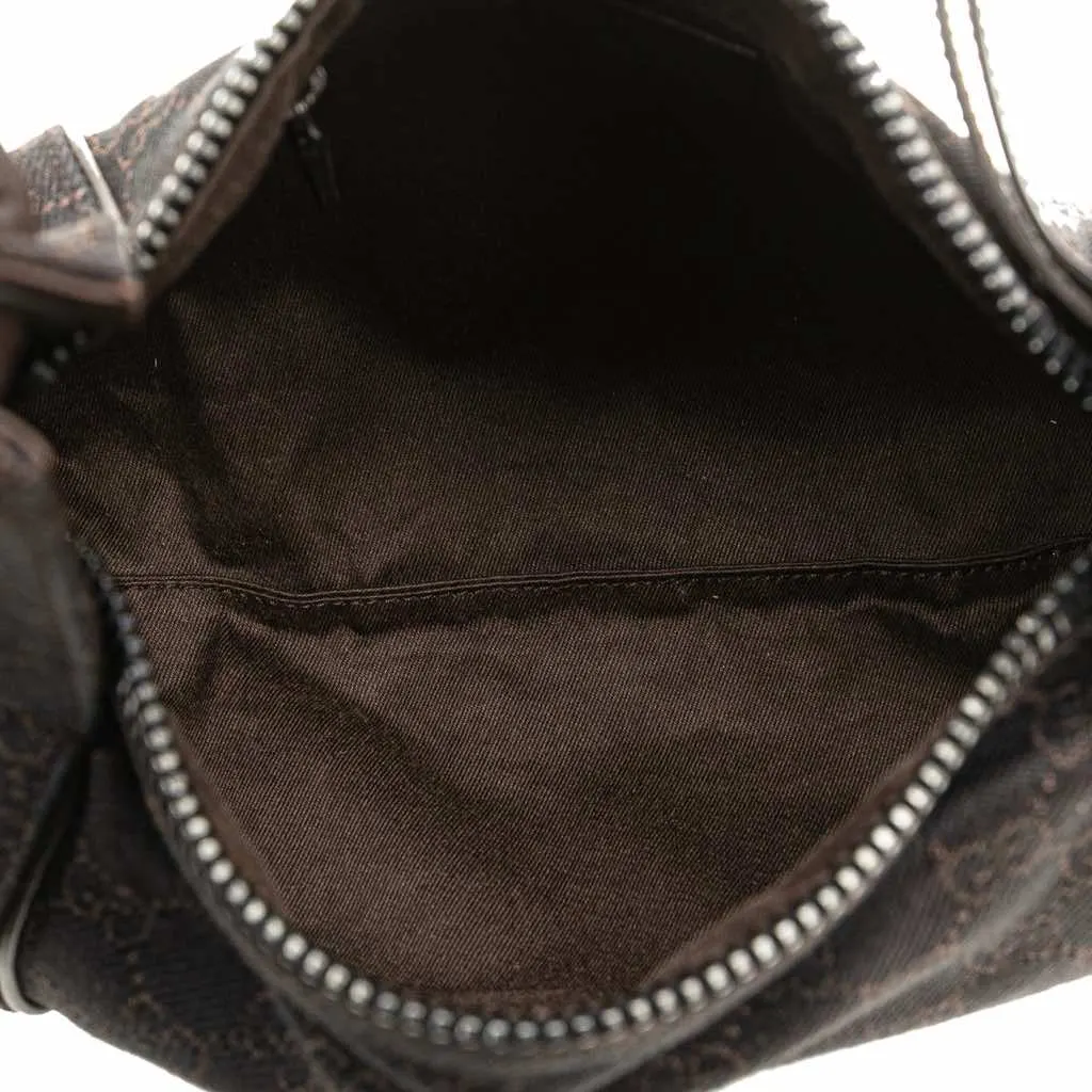 Gucci GG Denim Handbag Brown Good - Model View