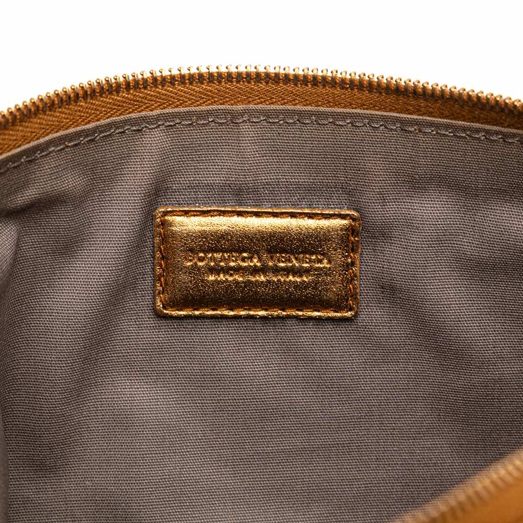 Bottega Veneta Metallic Leather and Snake Skin Intrecciato Wristlet Clutch - Side view