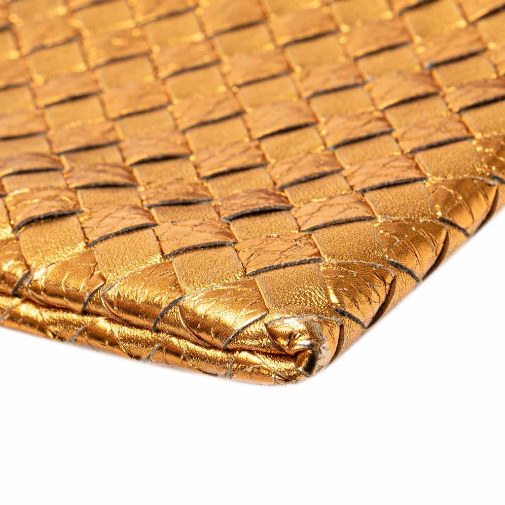 Bottega Veneta Metallic Leather and Snake Skin Intrecciato Wristlet Clutch - Image 11