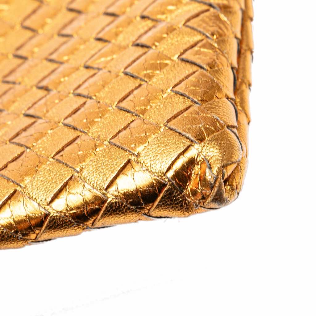 Bottega Veneta Metallic Leather and Snake Skin Intrecciato Wristlet Clutch - Image 12