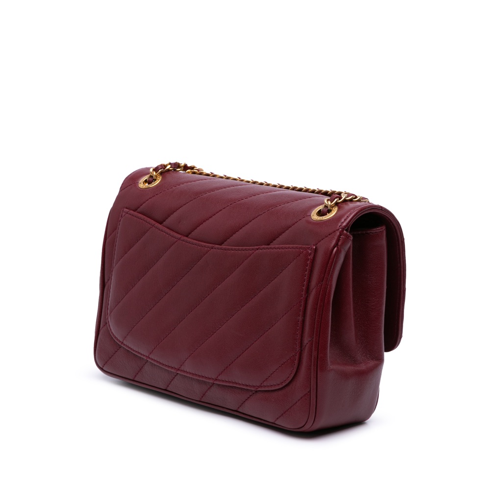 Chanel Diagonal Quilted Lambskin CC Signature Flap - 2