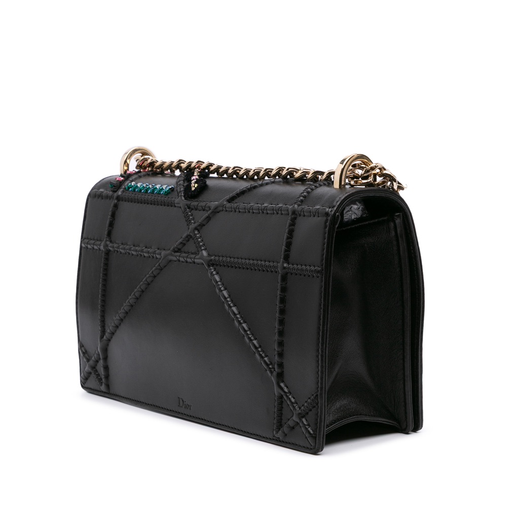 Dior Medium Calfskin Crystal Embroidered Diorama Flap - 2