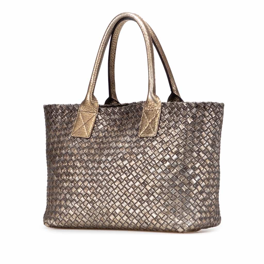 Bottega Veneta Medium Lambskin Intreccio Cabat Tote - Back view