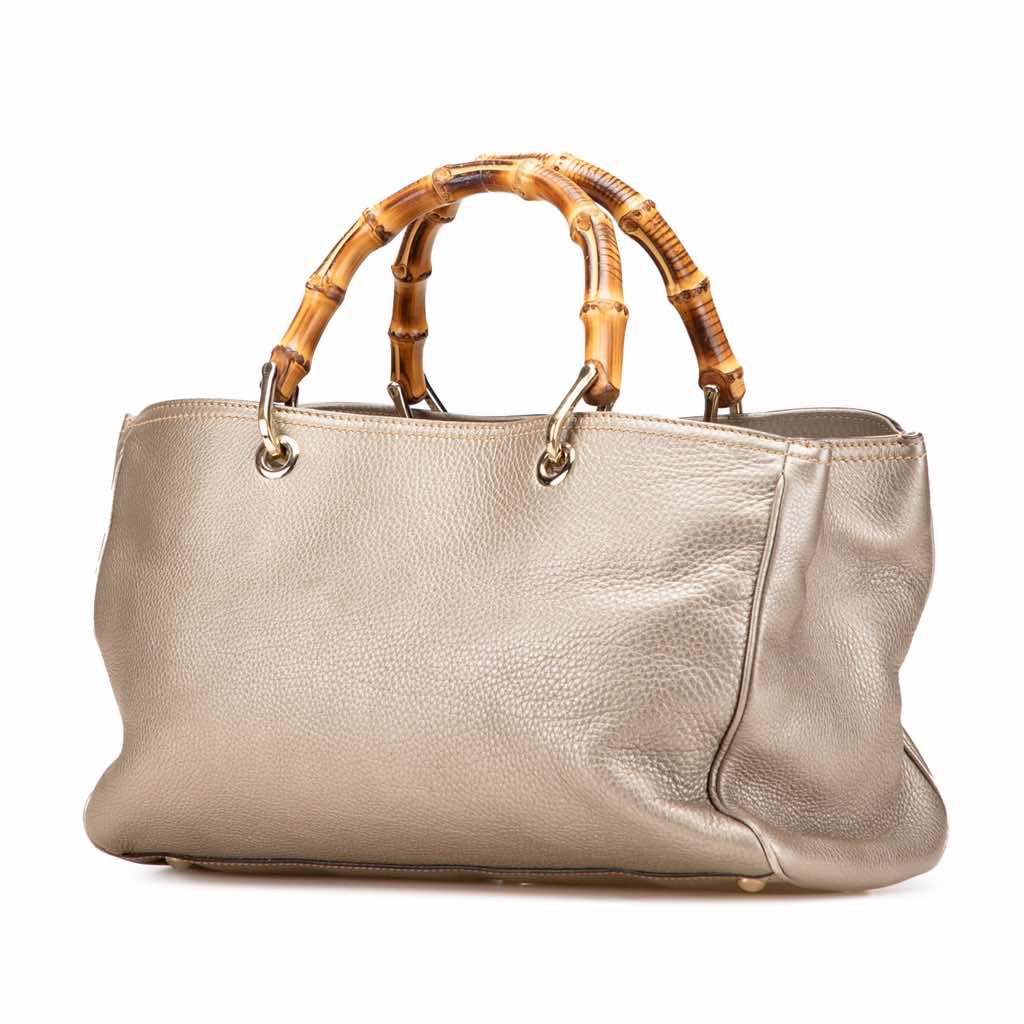 Gucci Medium Calfskin Bamboo Shopper Satchel - Back view