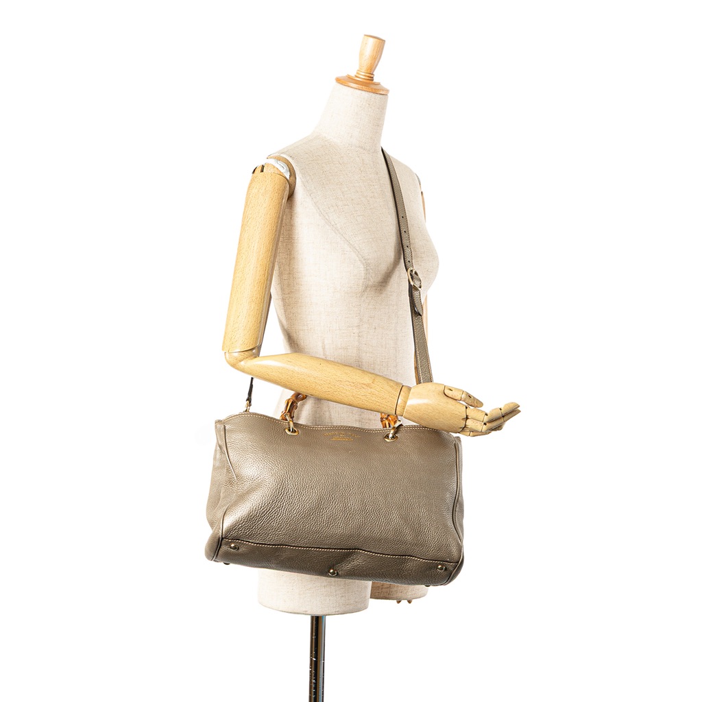 Gucci Medium Calfskin Bamboo Shopper Satchel - Image 11