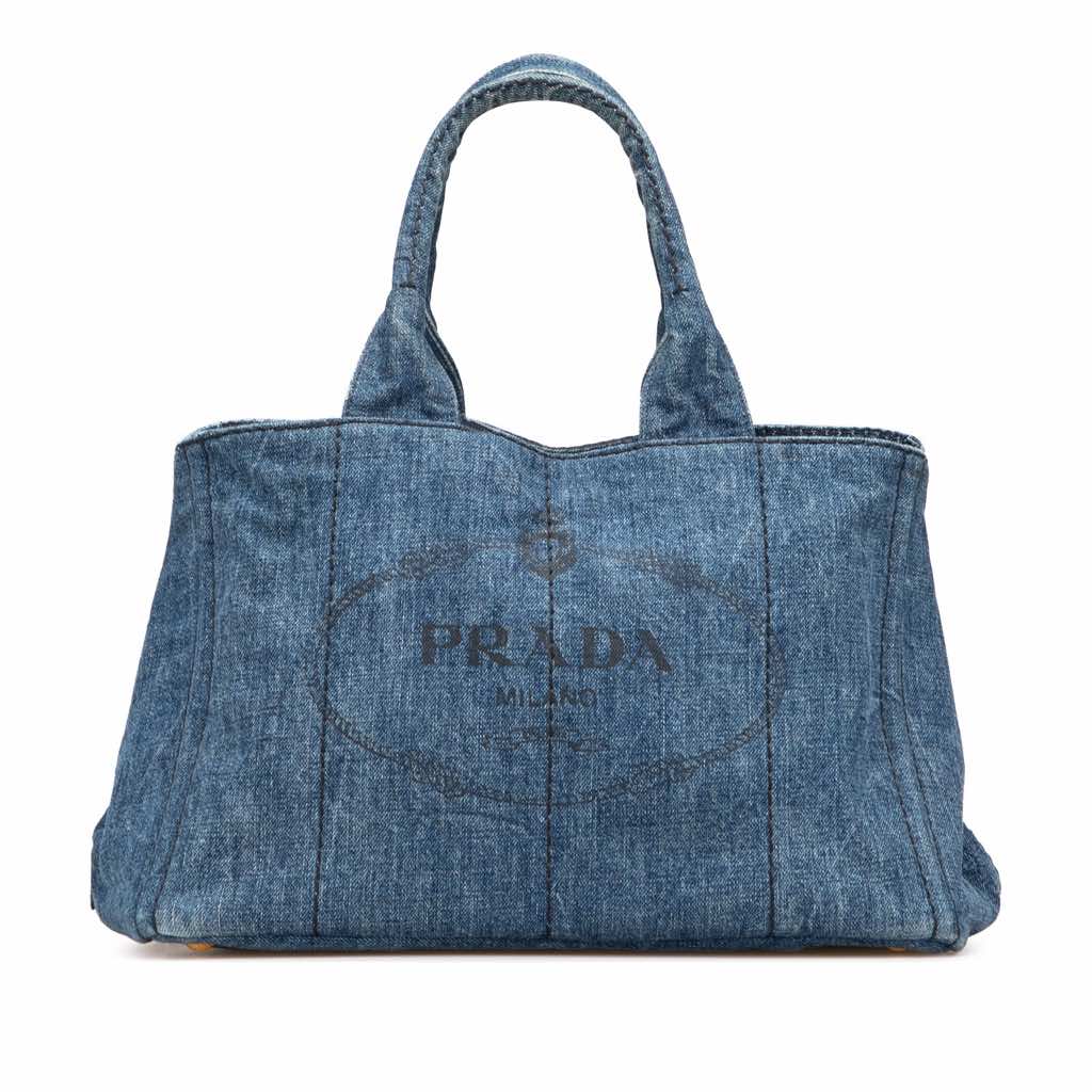 Prada Denim Canapa Logo Satchel