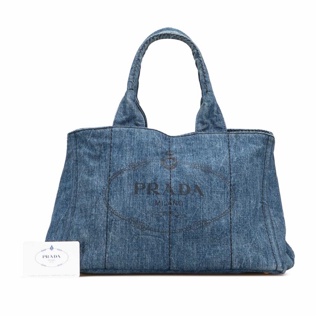 Prada Denim Canapa Logo Satchel - Image 16