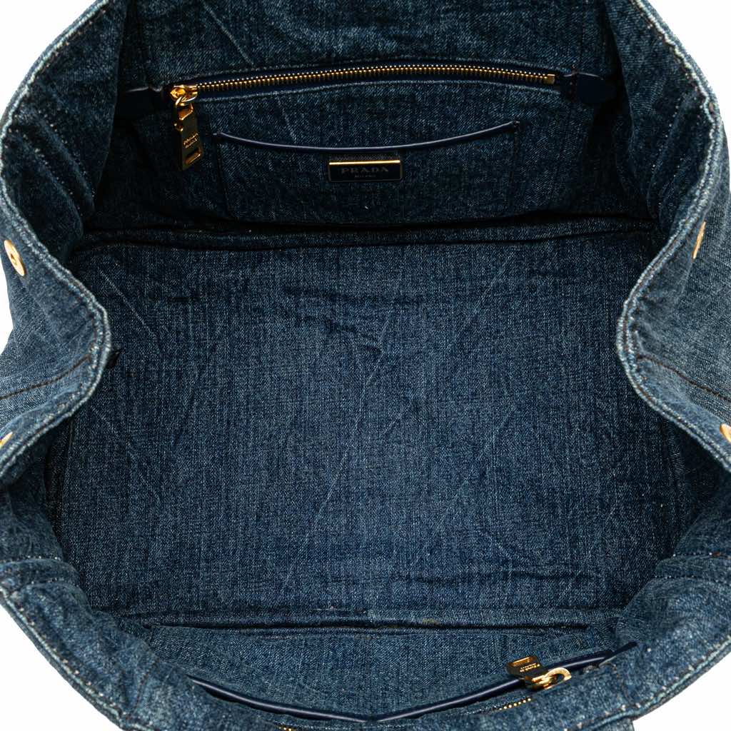 Prada Denim Canapa Logo Satchel - 4