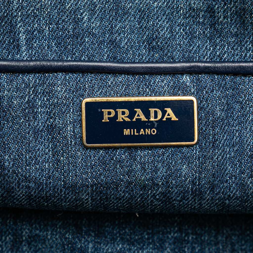 Prada Denim Canapa Logo Satchel - Side view