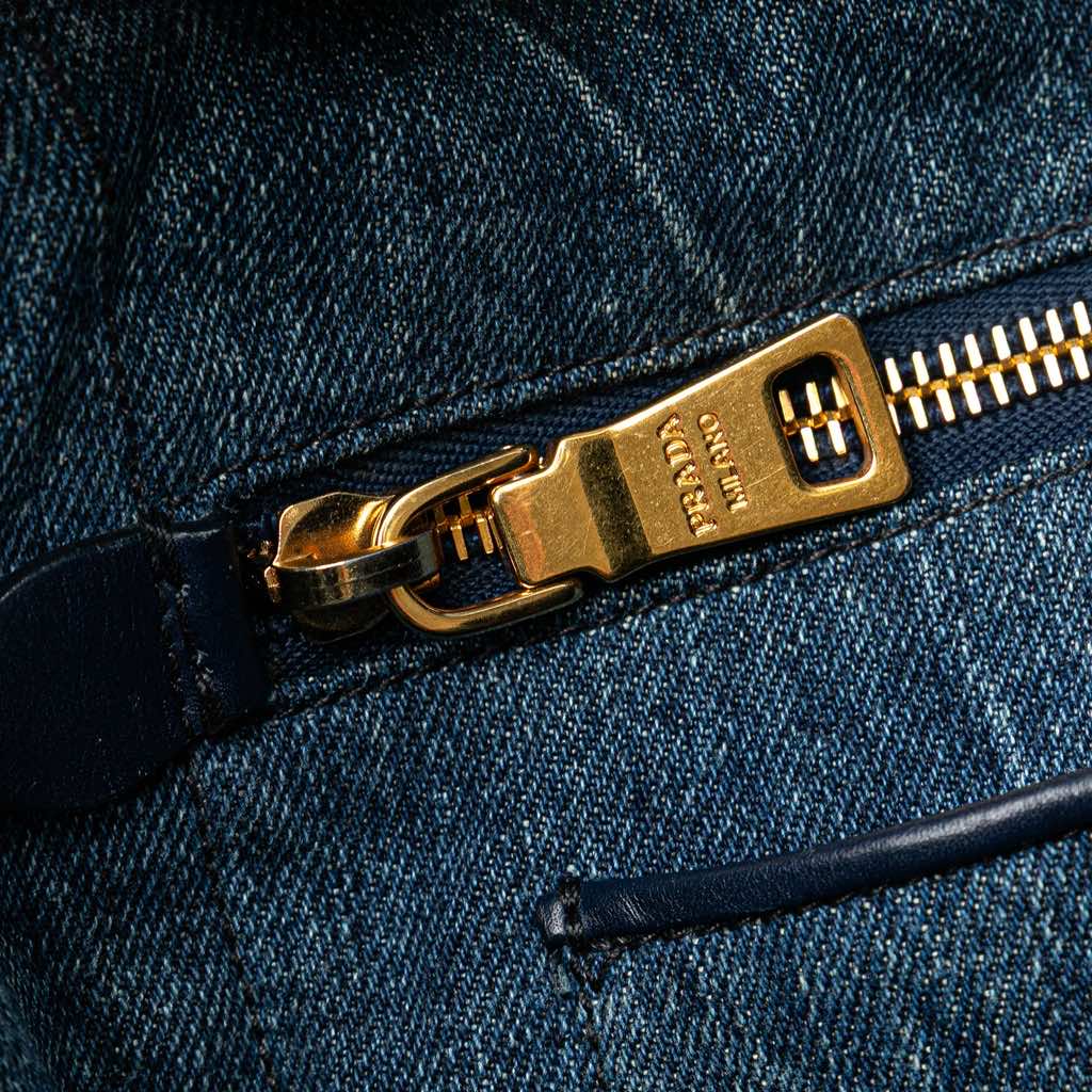 Prada Denim Canapa Logo Satchel - Image 10