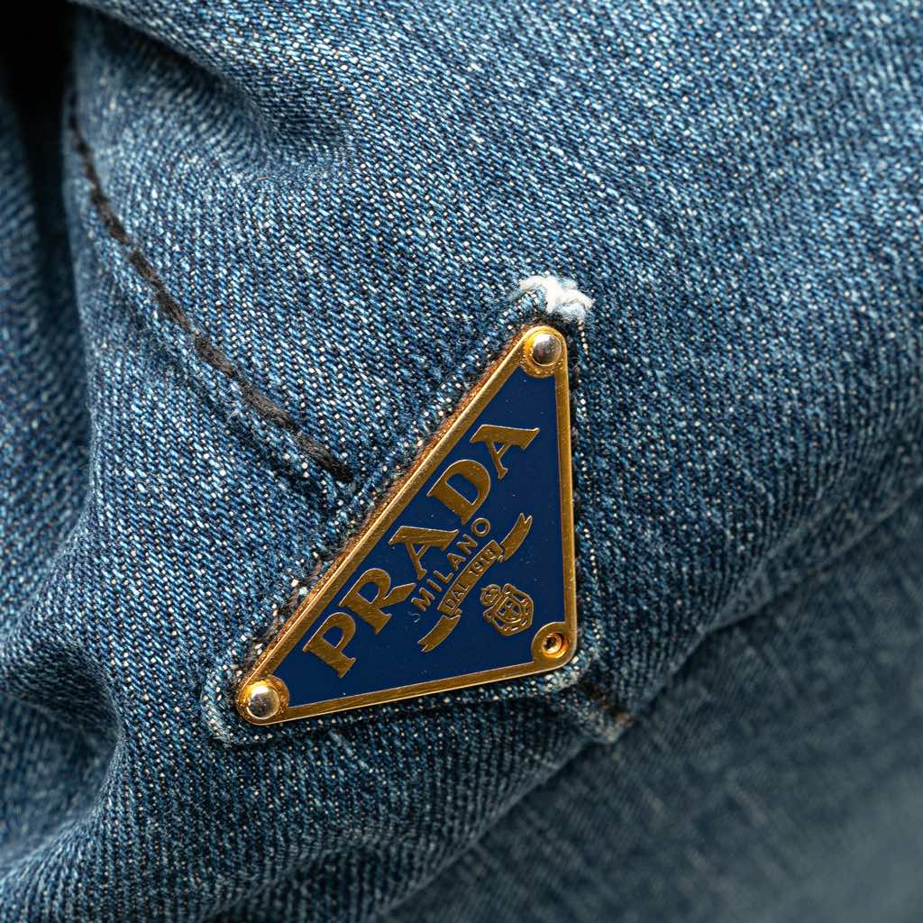 Prada Denim Canapa Logo Satchel - Image 12