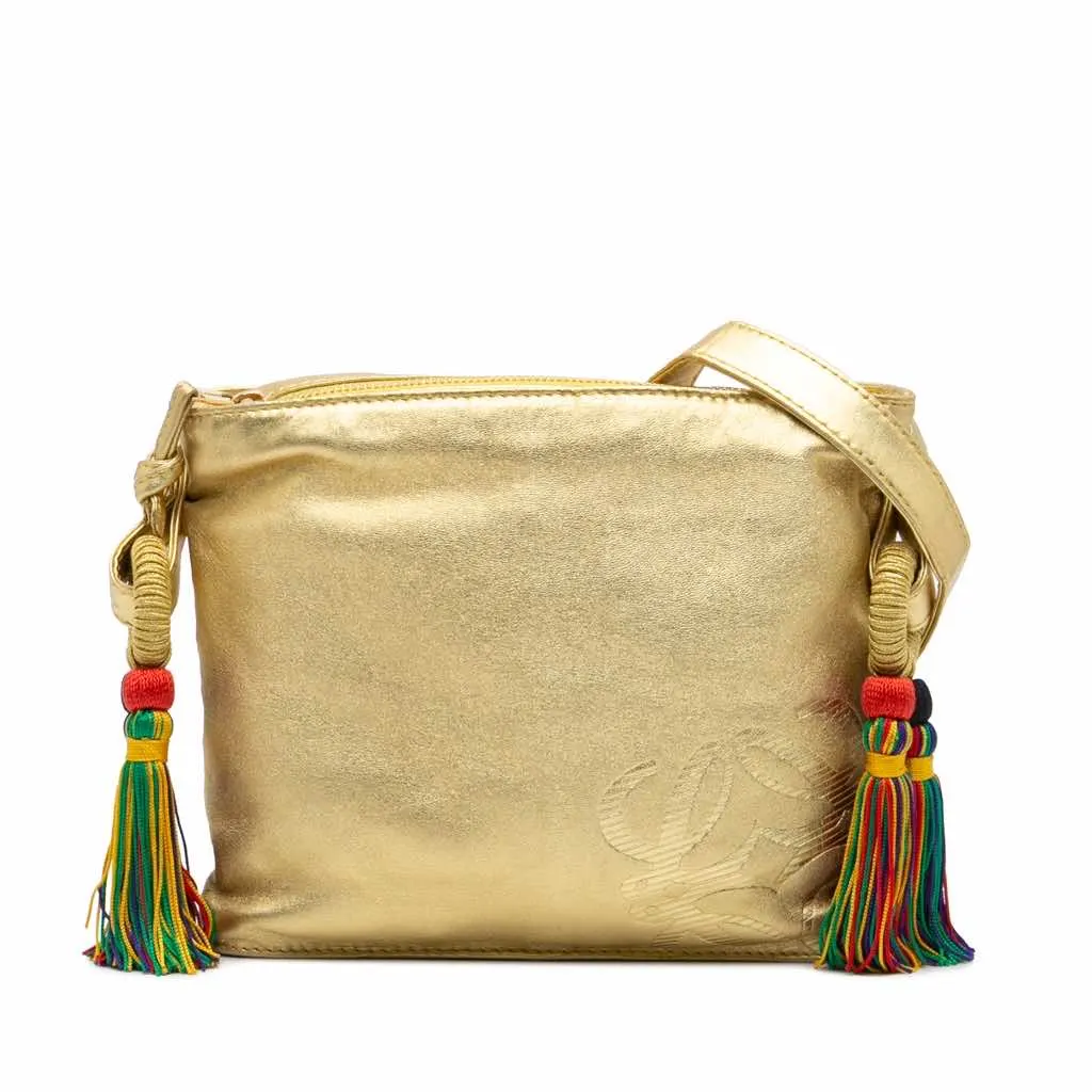 Loewe Nappa Flamenco Tassel Crossbody Gold Leather Good - Front View