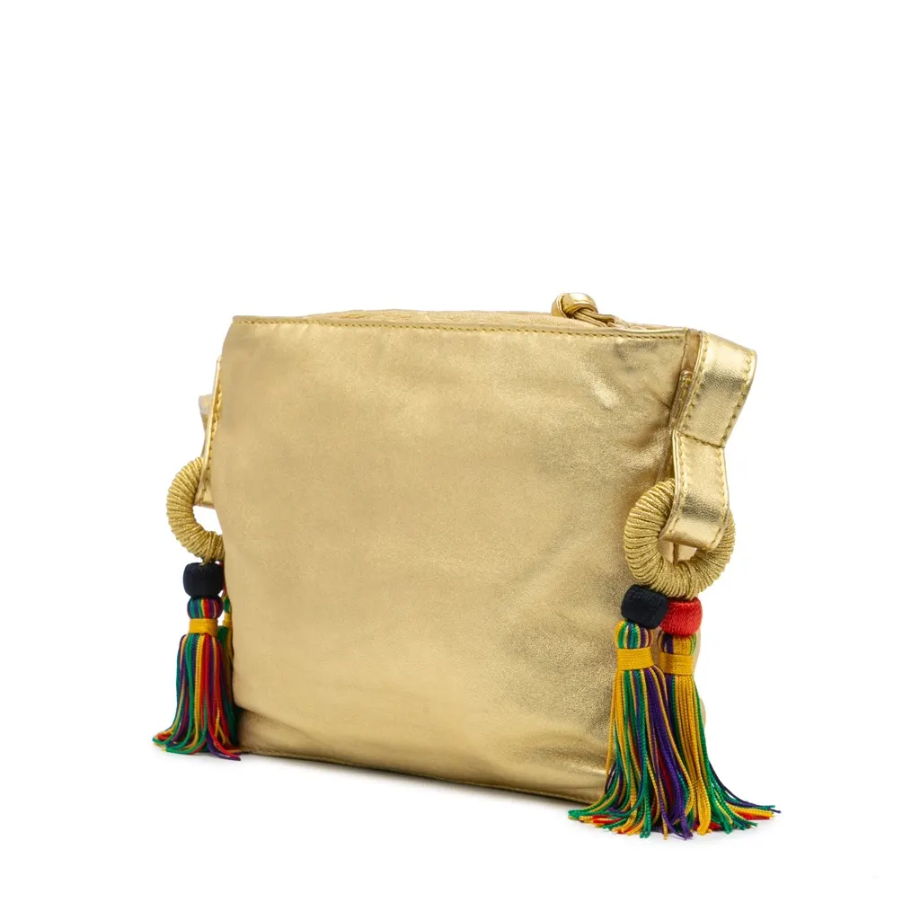 Loewe Nappa Flamenco Tassel Crossbody Gold Leather Good - Back View