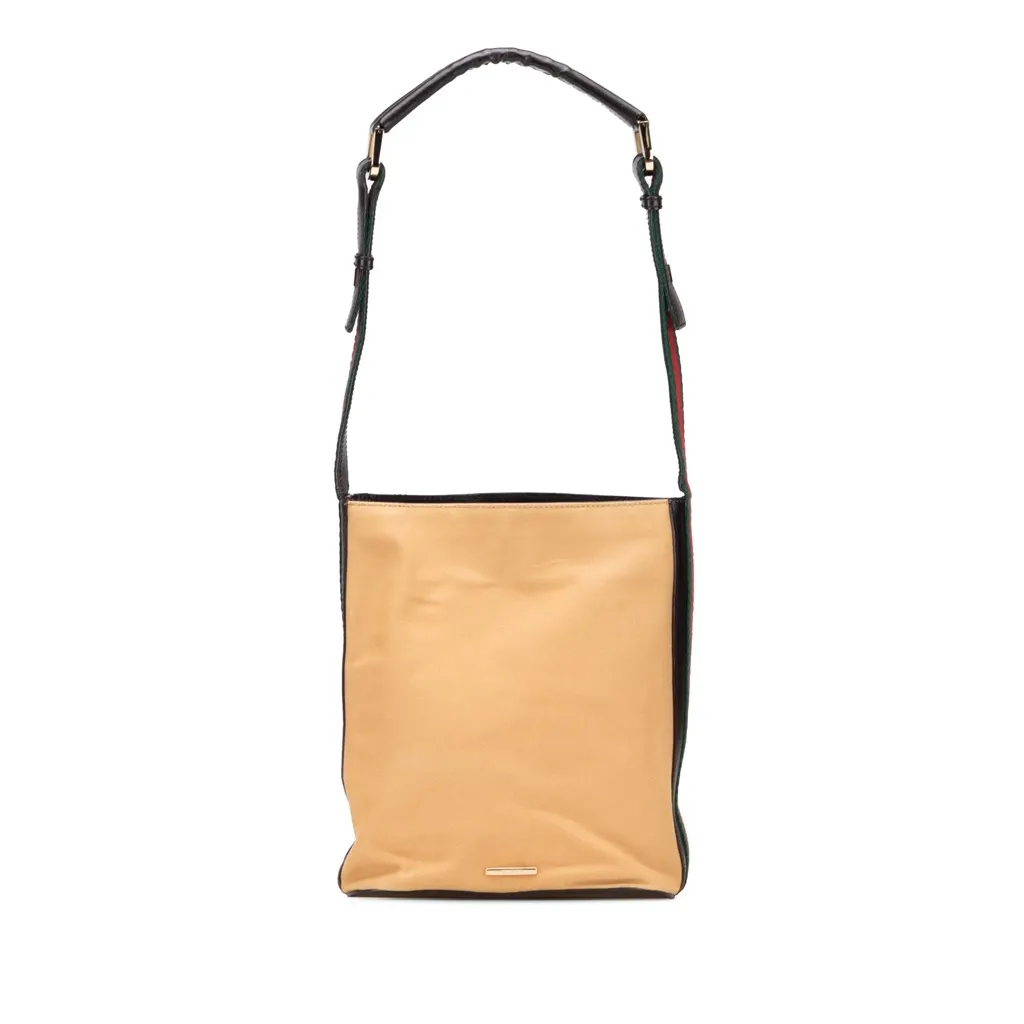 Gucci Canvas Web Shoulder Bag Brown Very good - Front View