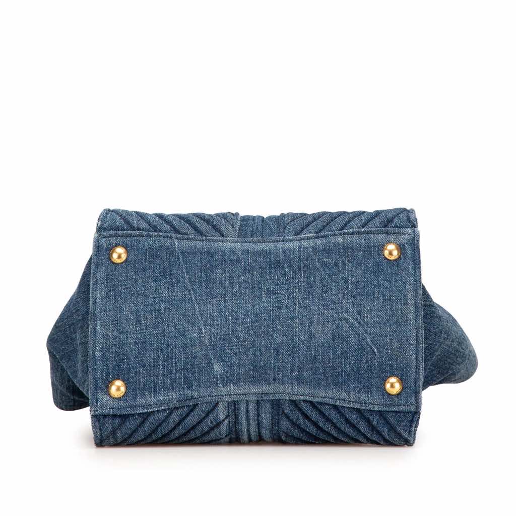 Miu Miu Small Matelasse Denim Biker Satchel - 3