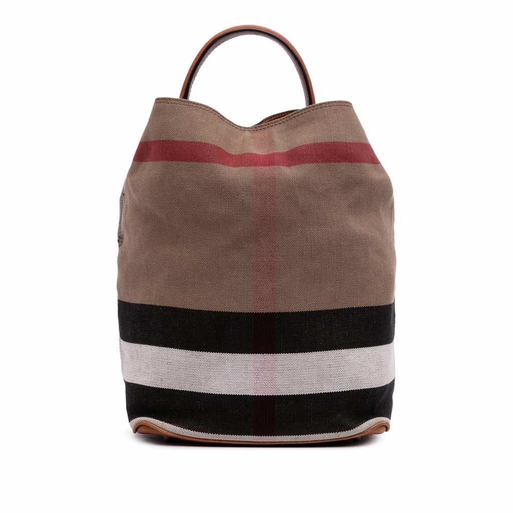 Burberry Medium Mega Check Canvas Ashby Bucket Bag