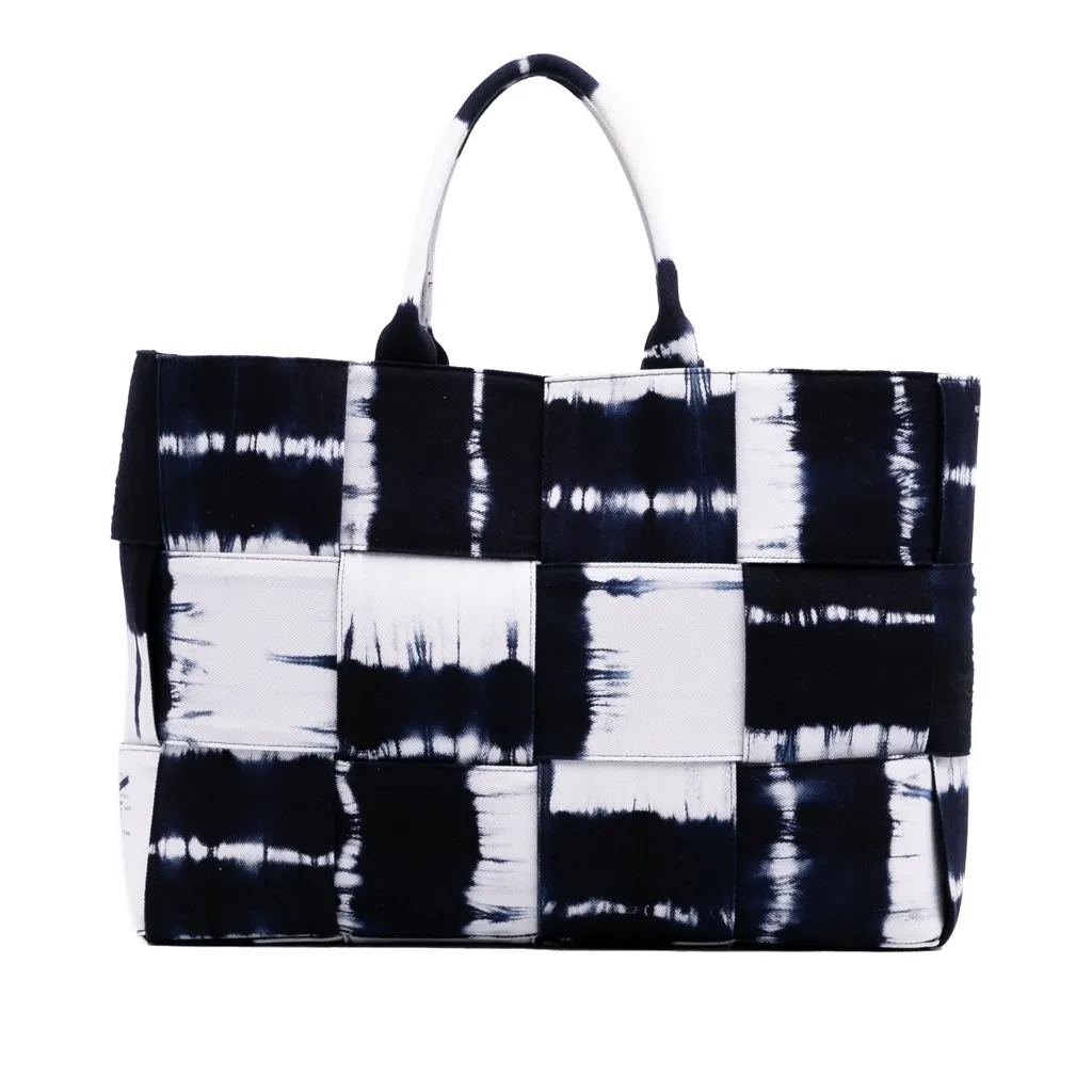 Bottega Veneta Large Denim Intrecciato Tie Dye Arco Tote Blue Good - Front View