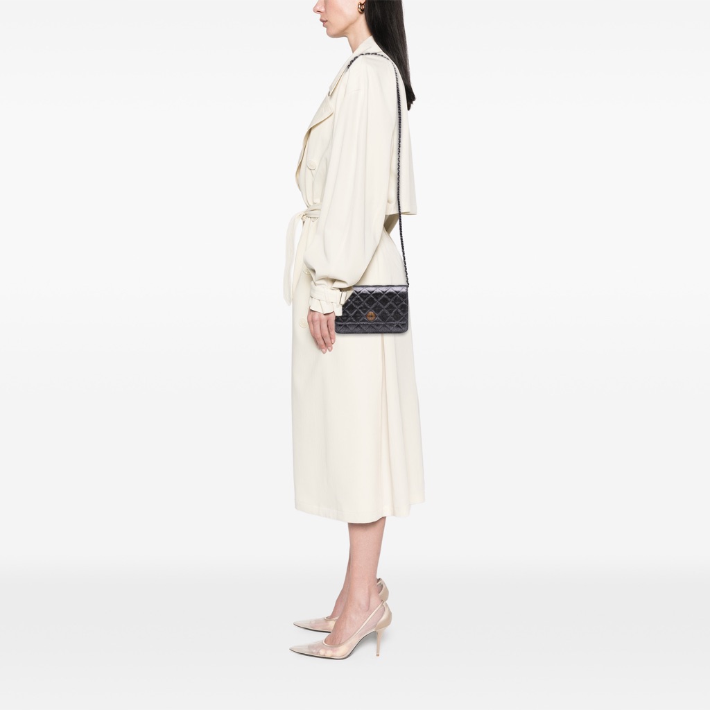 Chanel Quilted Iridescent Lambskin Tartan Button Wallet On Chain - Image 14