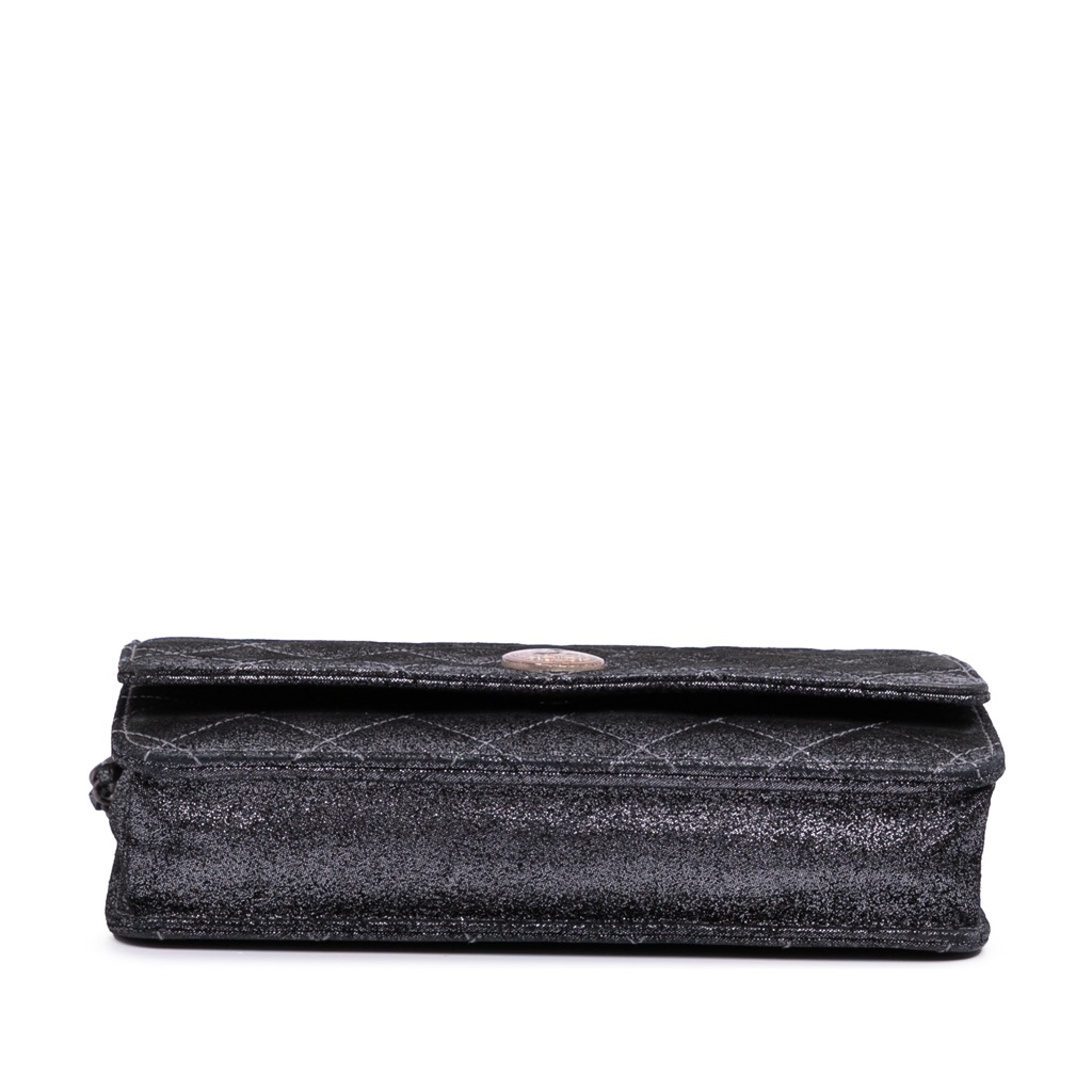Chanel Quilted Iridescent Lambskin Tartan Button Wallet On Chain - Image 6