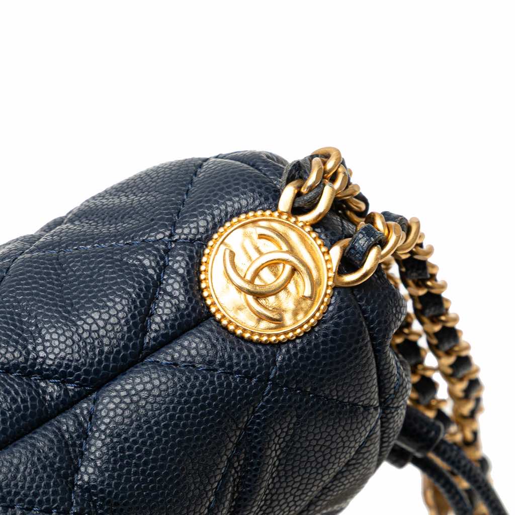 Chanel Mini Quilted Caviar Medallion Charms Drawstring Bucket Bag - Image 10