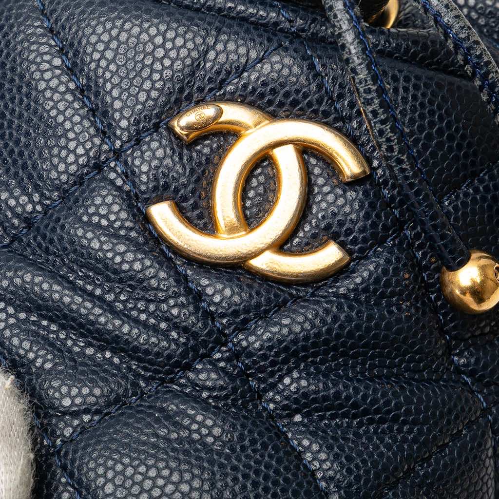 Chanel Mini Quilted Caviar Medallion Charms Drawstring Bucket Bag - Image 11
