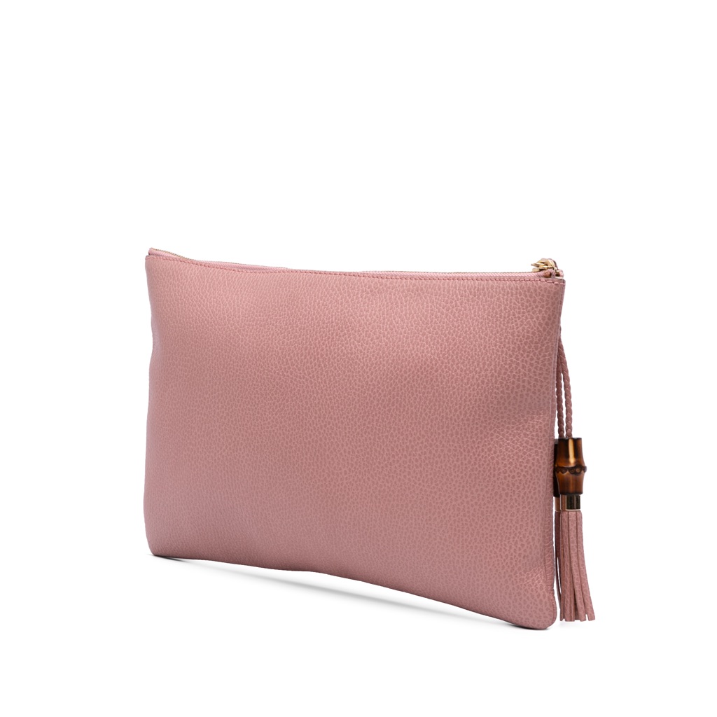 Gucci Calfskin Bamboo Tassel Clutch - 2