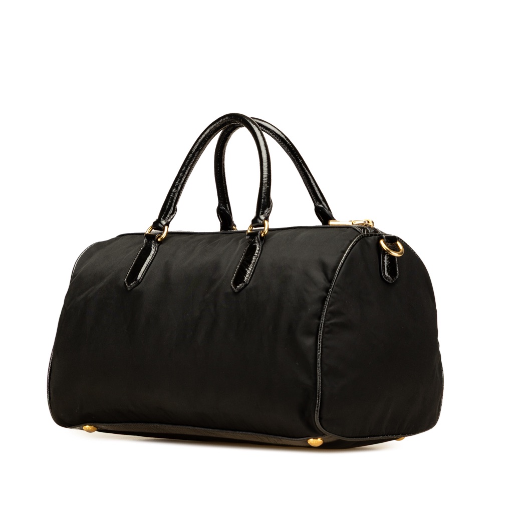 Prada Vernice Trimmed Tessuto Boston Bag - 2