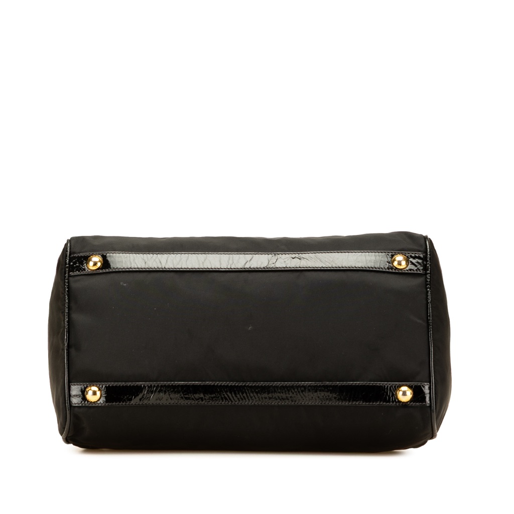 Prada Vernice Trimmed Tessuto Boston Bag - 3