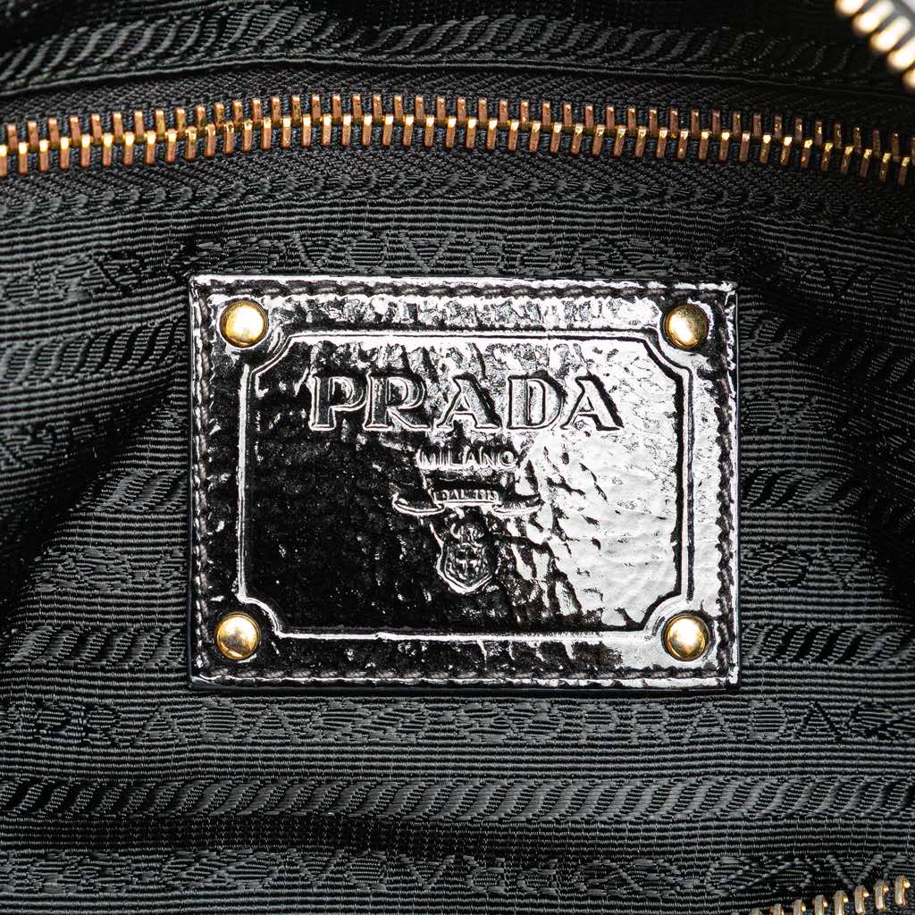 Prada Vernice Trimmed Tessuto Boston Bag - 5