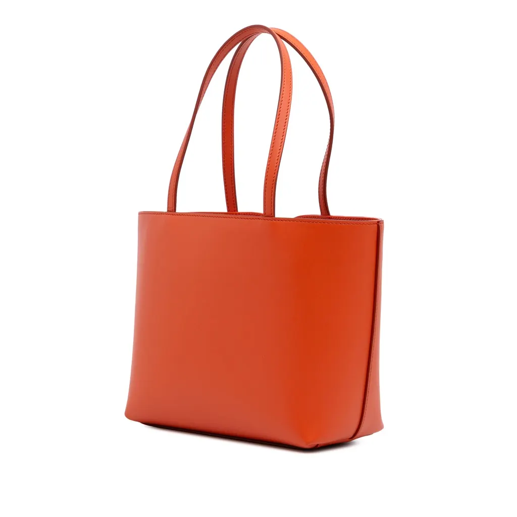 Dolce & Gabbana Small Calfskin DG Logo Shopper Tote Orange Leather Good - Back View