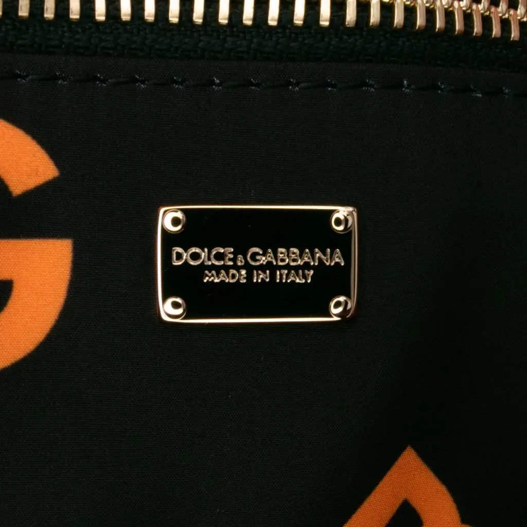 Dolce & Gabbana Small Calfskin DG Logo Shopper Tote Orange Leather Good - Box View
