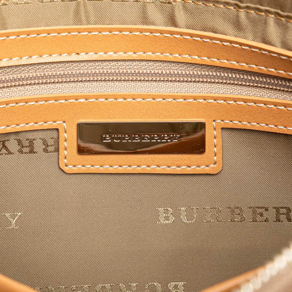Burberry Leather Trimmed Canvas Handbag - Side view