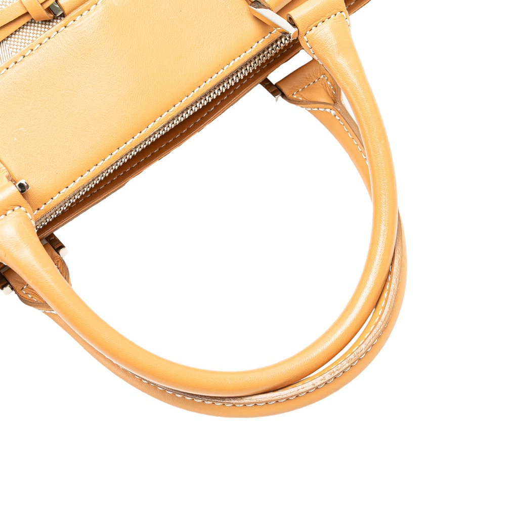 Burberry Leather Trimmed Canvas Handbag - Image 11