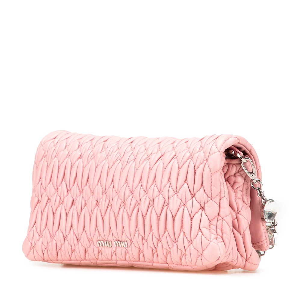 Miu Miu Matelasse Nappa Crystal Chain Satchel - Back view