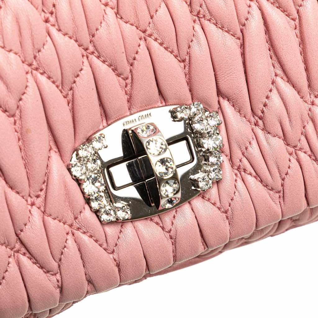 Miu Miu Matelasse Nappa Crystal Chain Satchel - Image 13